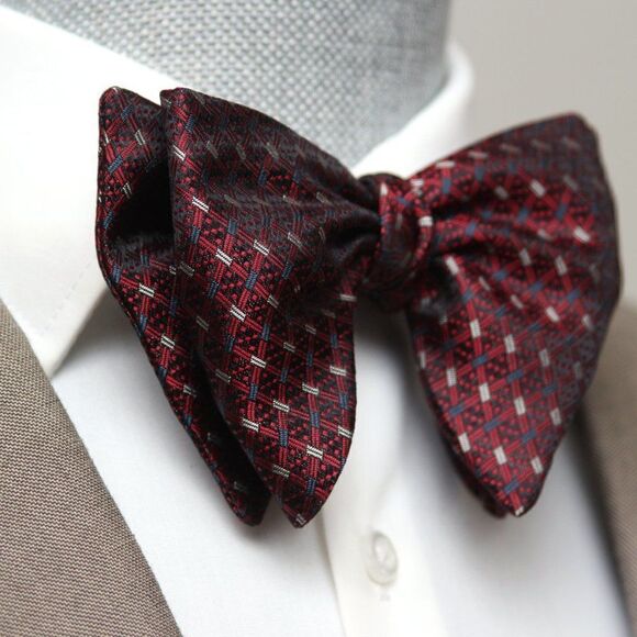 Men's Self-tied Bow Tie 100%Silk Big Butterfly S633 Maroon Ornament - Picture 5 of 15